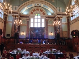 A function band in a town hall.